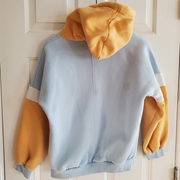 Napping Corgi Blue and Yellow Graphic Kawaii Hoodie, Adult Small - Picture 2 of 6